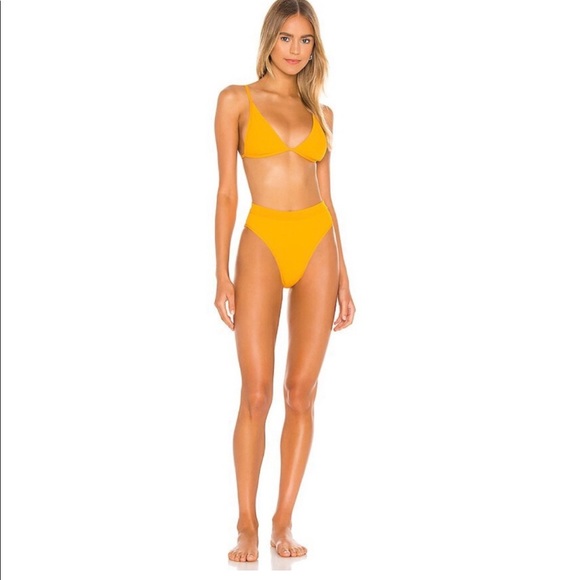 NEW • L*Space • Frenchi High Cut Ribbed Bikini Bottom Mango Orange XS - Picture 2 of 5